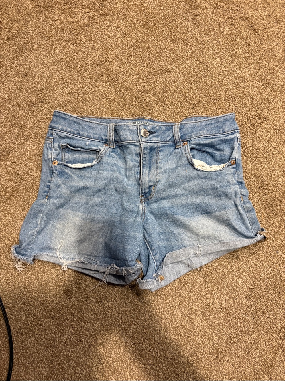 AE Light Wash Denim Super Super Stretch Shorts
